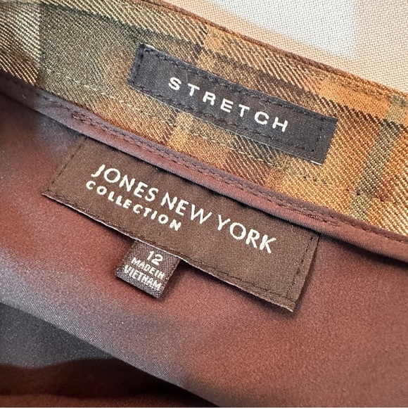 Vintage Womens size 12 A Line Skirt Brown Neutral Plaid Modest Dark Academia - Picture 2 of 10